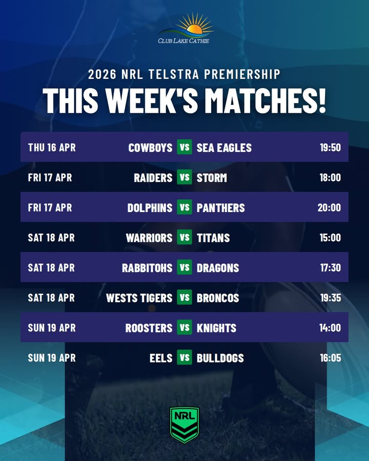 Featured image for “Watch Every NRL Game This Week at Club Lake Cathie”