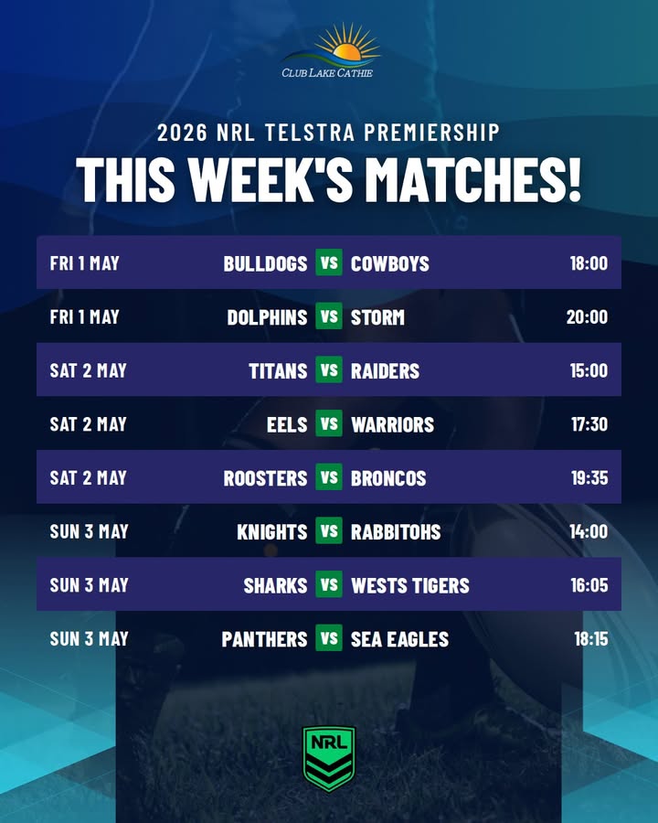 Featured image for “Watch the 2026 NRL Telstra Premiership Game Day at Club Lake Cathie”