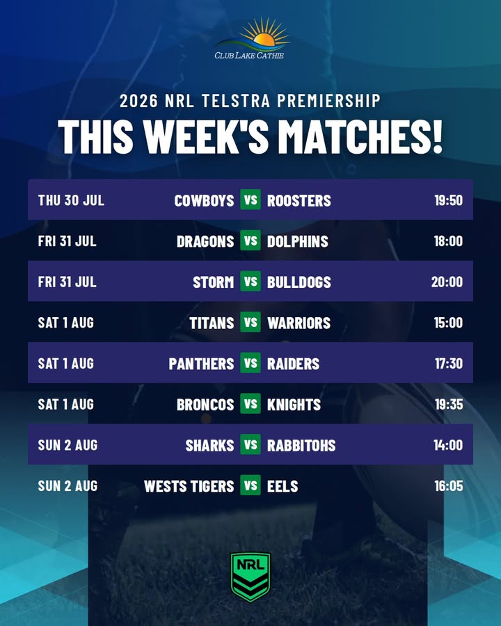 Featured image for “Watch Live NRL Telstra Premiership Matches at Club Lake Cathie”